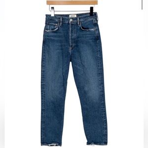 Agolde Straight Leg Mid Rise Dark Wash Jeans